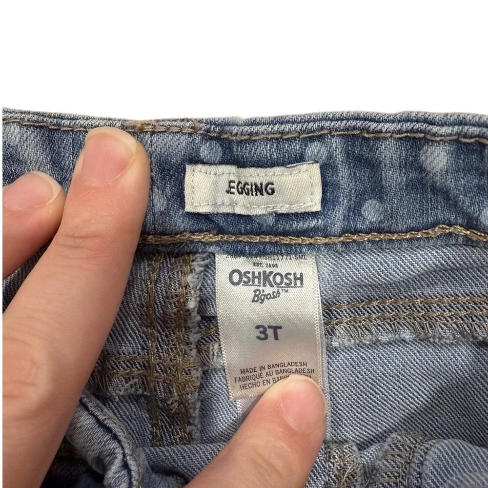 OshKosh B'gosh Kids Polka Dot Denim Jeans Leggings Toddler Size 3T Elastic Waist